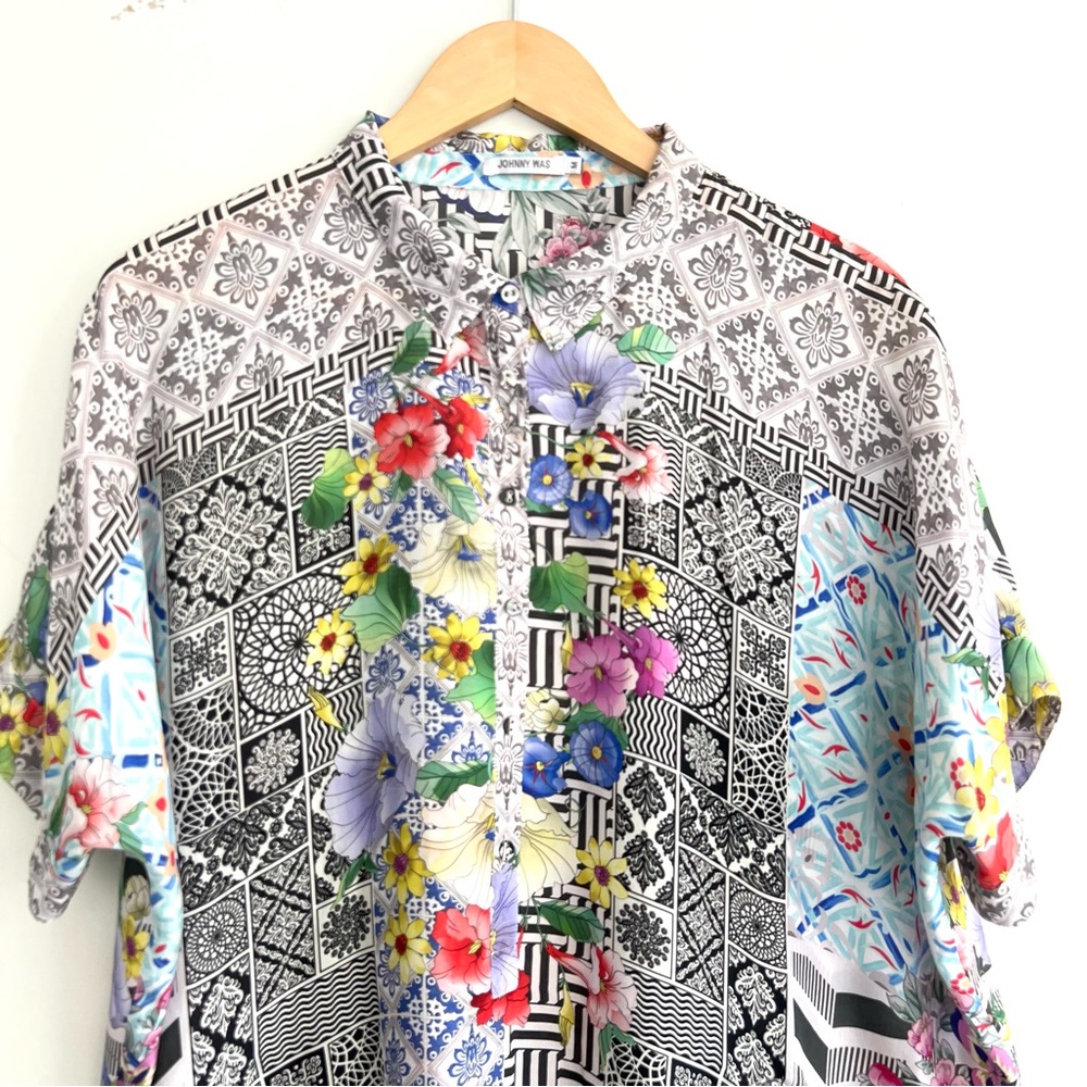 JOHNNY WAS Madrigal Muse Floral Silk Printed Over The Knee Dress Sz M NWOT - Picture 3 of 16